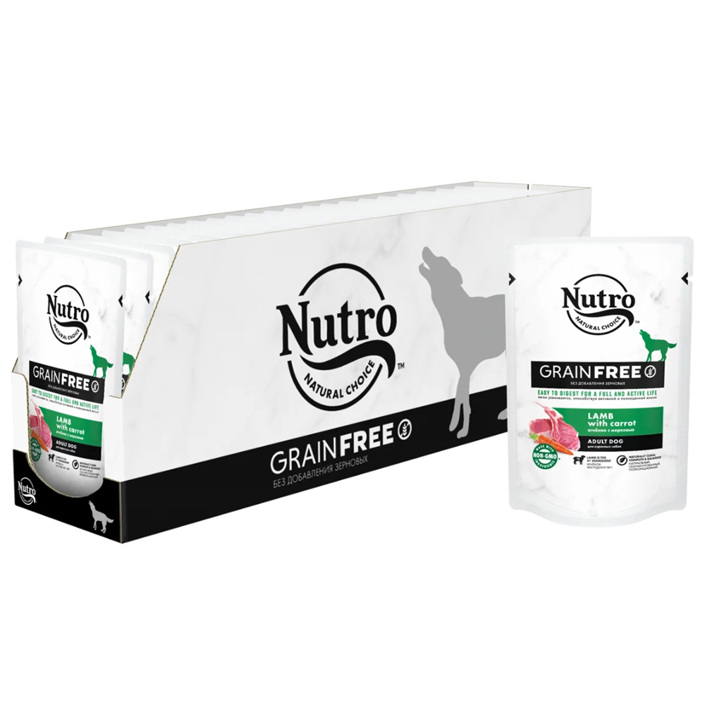 ПР0059461*24 Корм для собак Ягненок с морковью пауч 85г (упаковка - 24 шт) NUTRO 