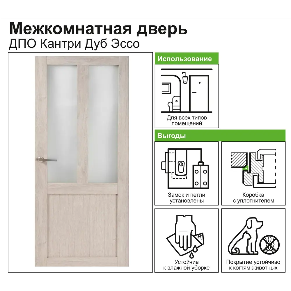 Дверь межкомнатная остеклённая Кантри 70x200 см ПВХ цвет дуб эссо с фурнитурой 82248242 STLM-2115431 МАРИО РИОЛИ  - Вид №7