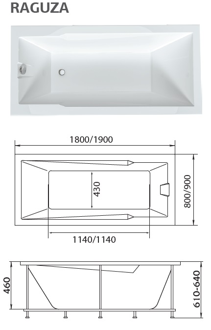У36802 Ванна Marka One RAGUZA 190x90 1 Marka RAGUZA  - Вид №3