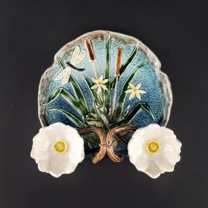 Блюдо для закусок (с двумя кувшинками) Голубой/Ящерица