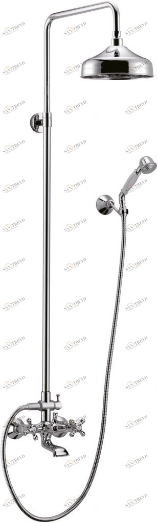 Душевая стойка со смесителем, с изливом, верхним и ручным душем CEZARES RETRO-CVD2-01