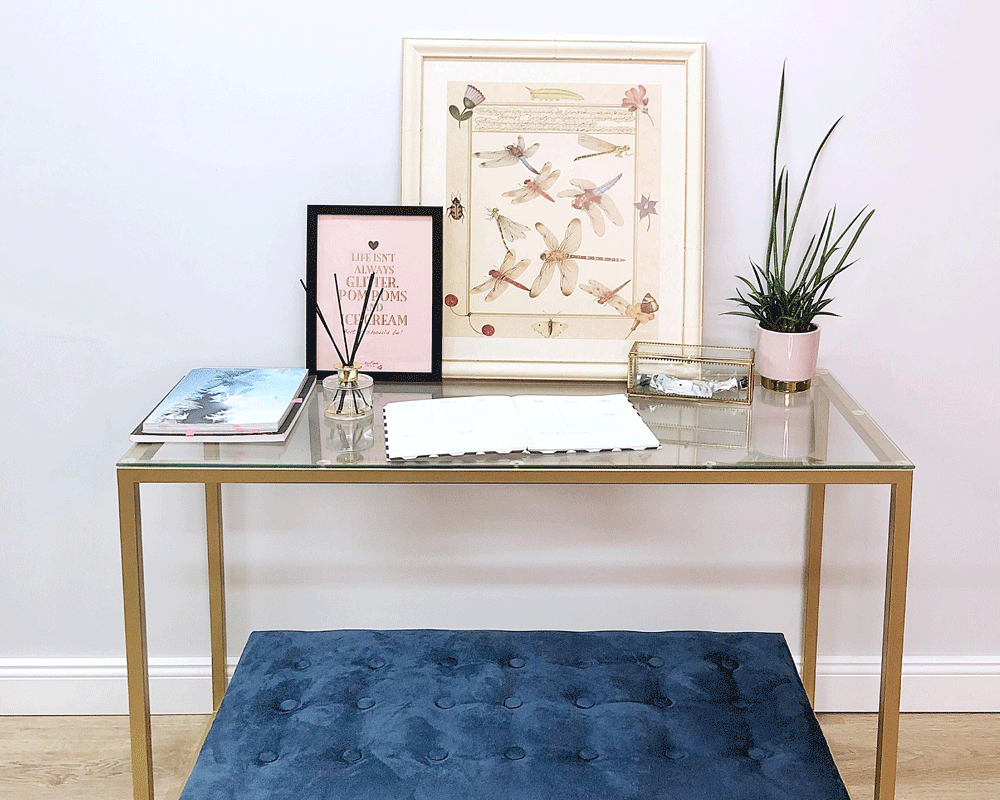 Письменный стол стеклянный с золотым основанием 120 см FOR MISS  263960 Золото  - Вид №1