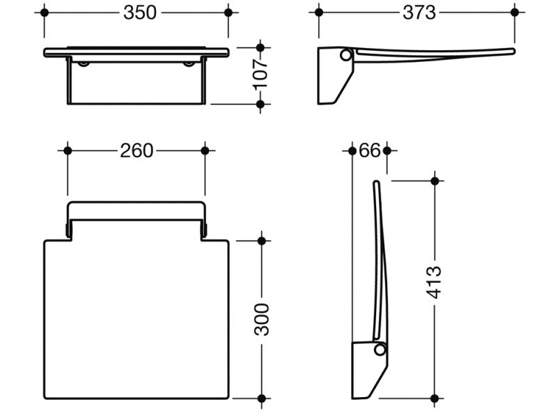 950.51.40090 Мобильное складное сиденье 350 HEWI System 800 K  - Вид №1
