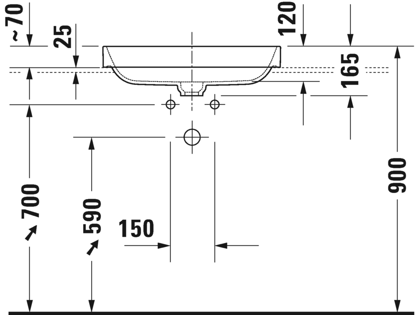 2359606100 Накладная раковина на столешницу  овальная Duravit Happy D.2 Plus - Вид №3