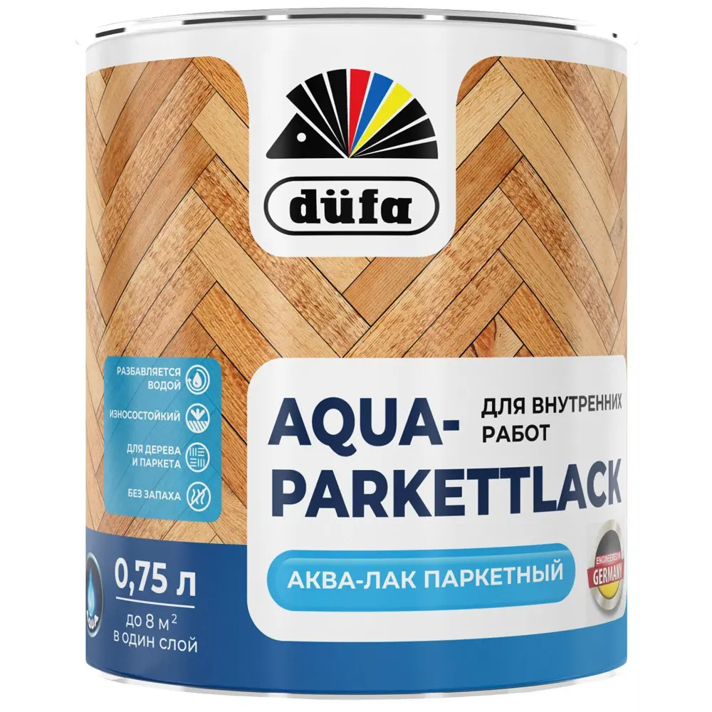 Dufa Aqua-Parkettlack — бесцветный паркетный лак без запаха 0,75 л 85634534 STLM-0064776 - Вид №1