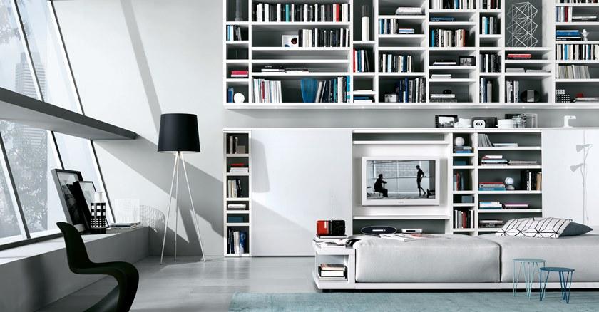 MisuraEmme Напольная полка с лакированной стенкой с раздвижными дверцами Misuraemme sun-id-1349718 - Вид №1