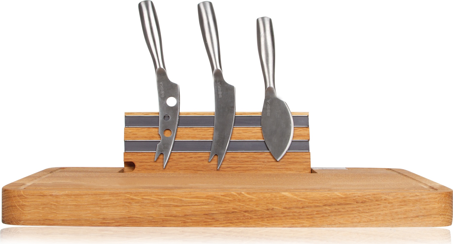 10640468 Boska Набор для сыра Boska "Party" (доска из дуба с магнитами 34х26х4,5см и 3 ножа), п/у Дерево 