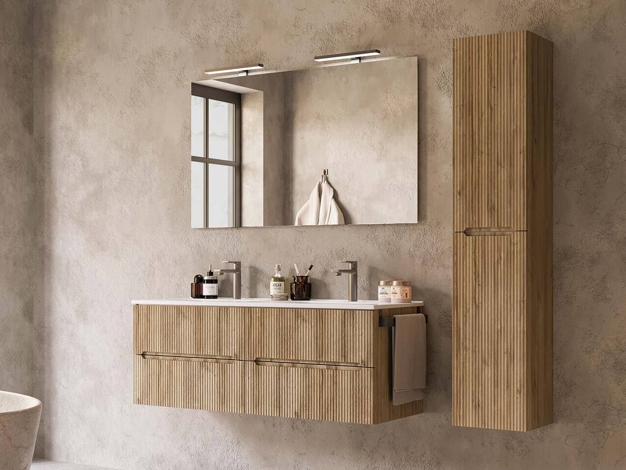 Деревянный подвесной умывальник со встроенным умывальником LEGNOBAGNO Verso ARCH-00119093