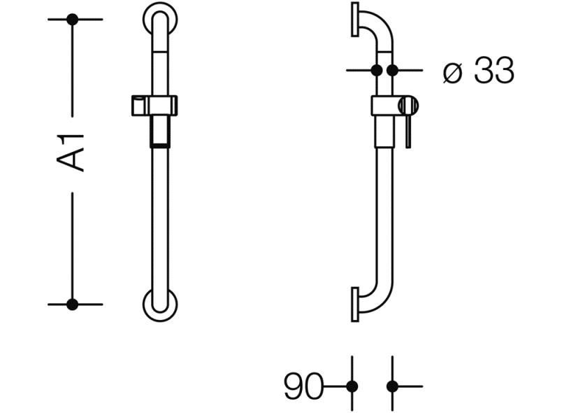 805.33.1S Держатель для душа, нестандартная длина HEWI Greifen  - Вид №1