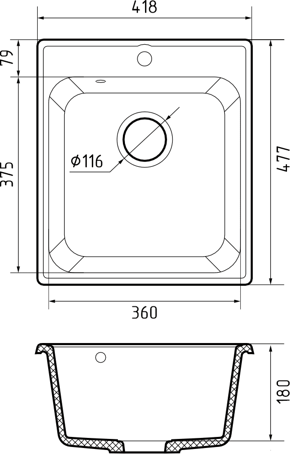 Кухонная мойка Кварц QUARZ S459 GranFest 17-S459 - Вид №1