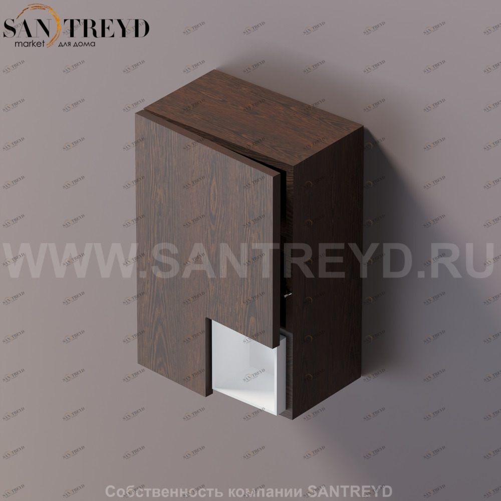 FLAT V Подвесной шкаф с мыльницей с петлями слева. Отделка: коричневый дуб. AFXMO240042RURU Agape