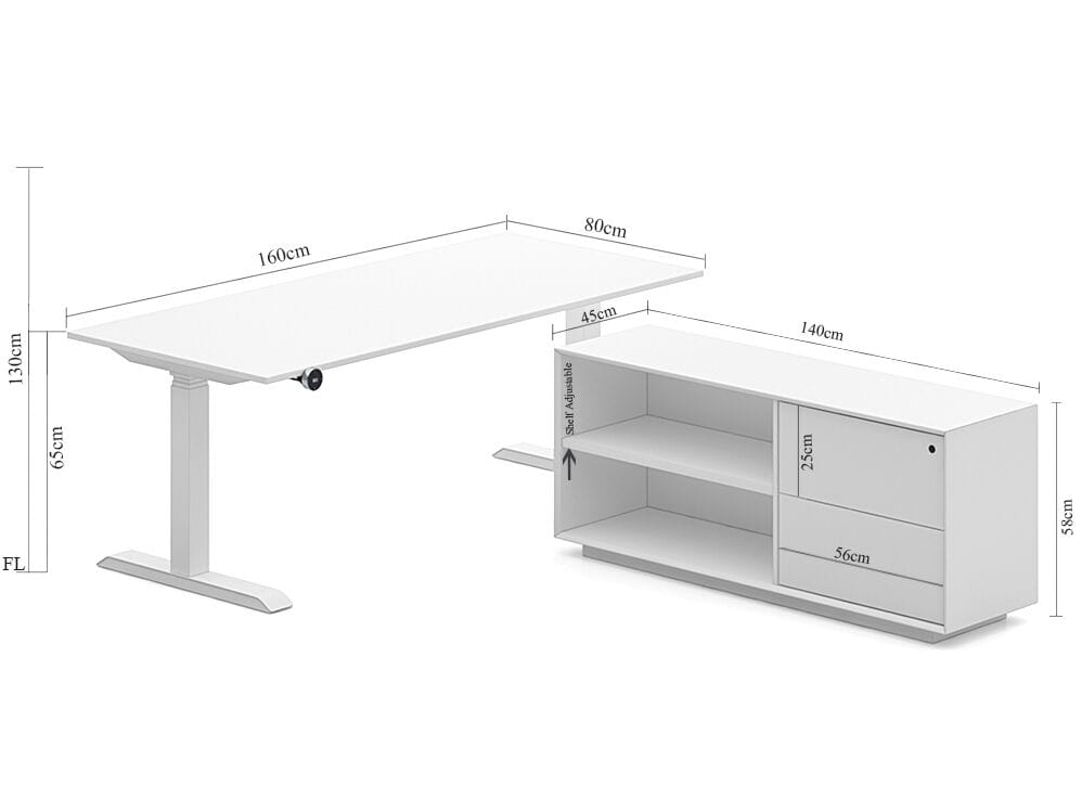 Деревянный регулируемый по высоте угловой стол со встроенной полкой WORKSPACE MAX PRO DUAL MOTOR ARCH-00146702 - Вид №10