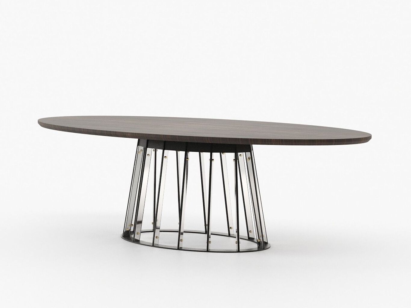 Овальный обеденный стол из нержавеющей стали и дерева Laskasas ANN ARCH-00109917