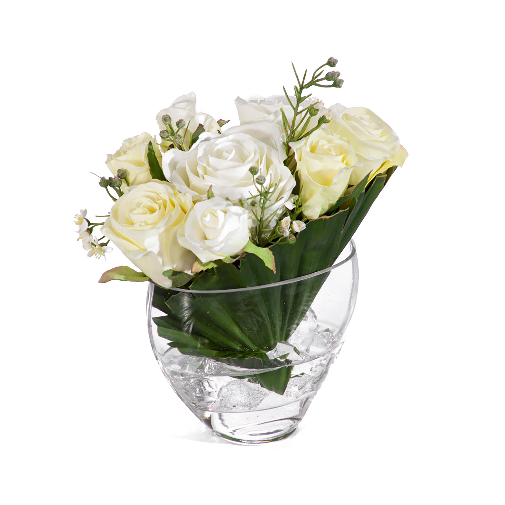 2000983229601 Композиция Розы в пальмовом листе COSMO RED 