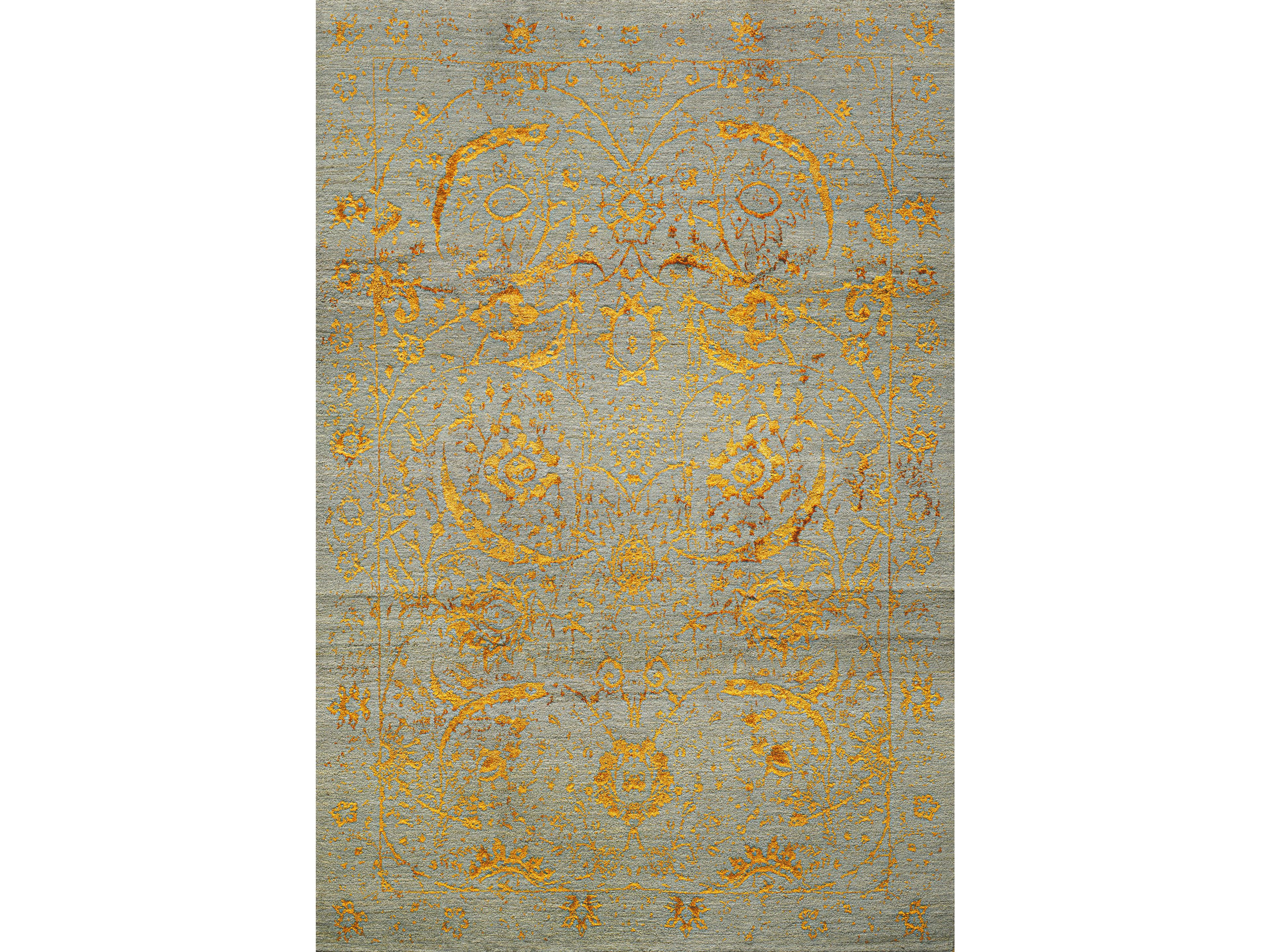 Прямоугольный ковер из шерсти и шелка Zollanvari Isfahan Classical Floral Cartouches-Designer ARCH-00144593