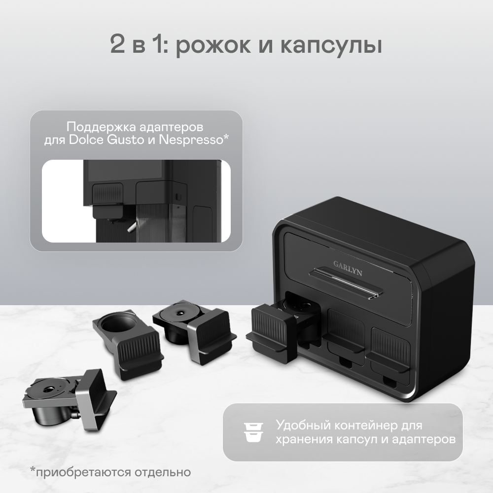 9171709 Кофеварка рожковая GARLYN Barista Compact черный STDN-0134038 - Вид №8