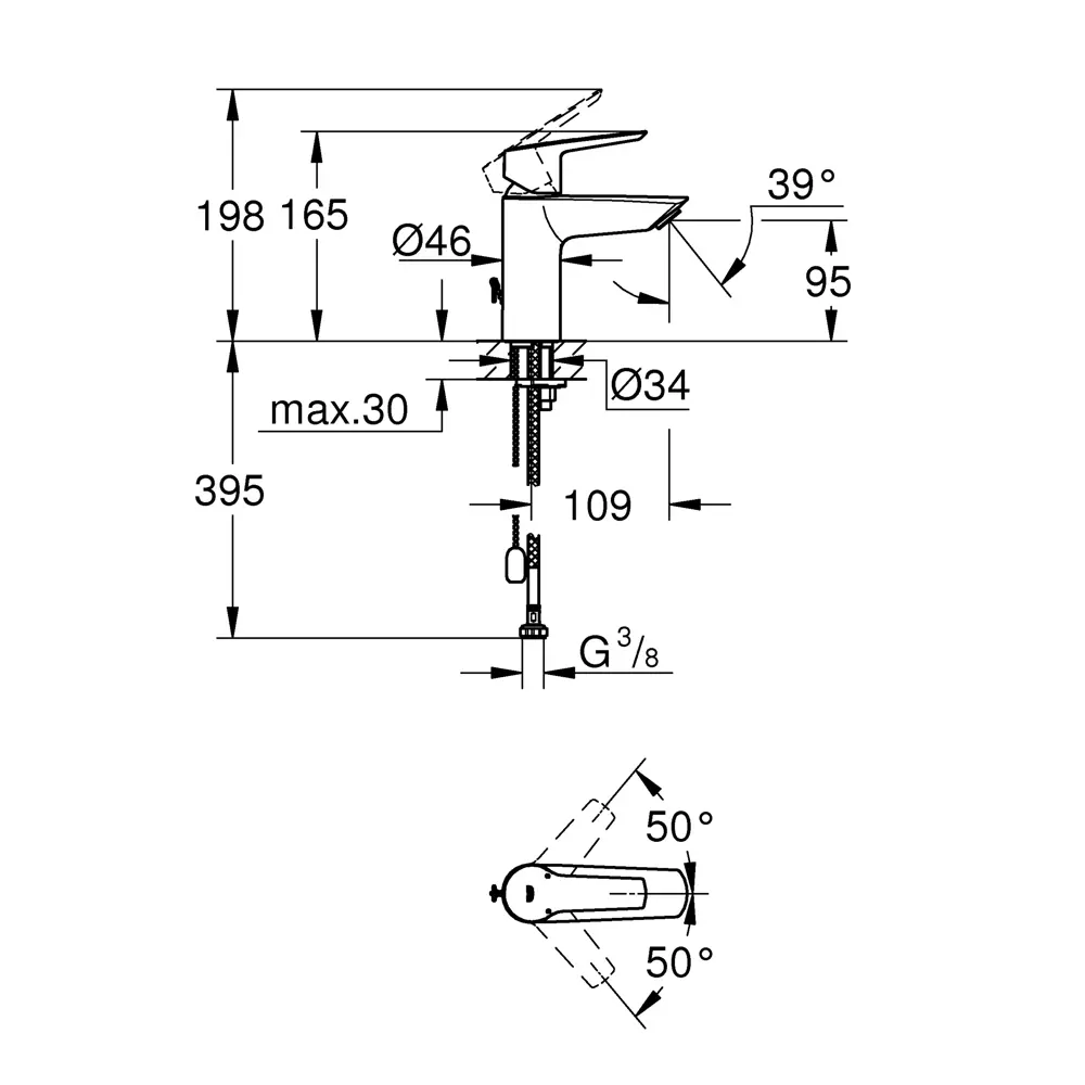 Смеситель для раковины Grohe Start однорычажный размер S цвет хром 88280988 STLM-2002497  - Вид №3