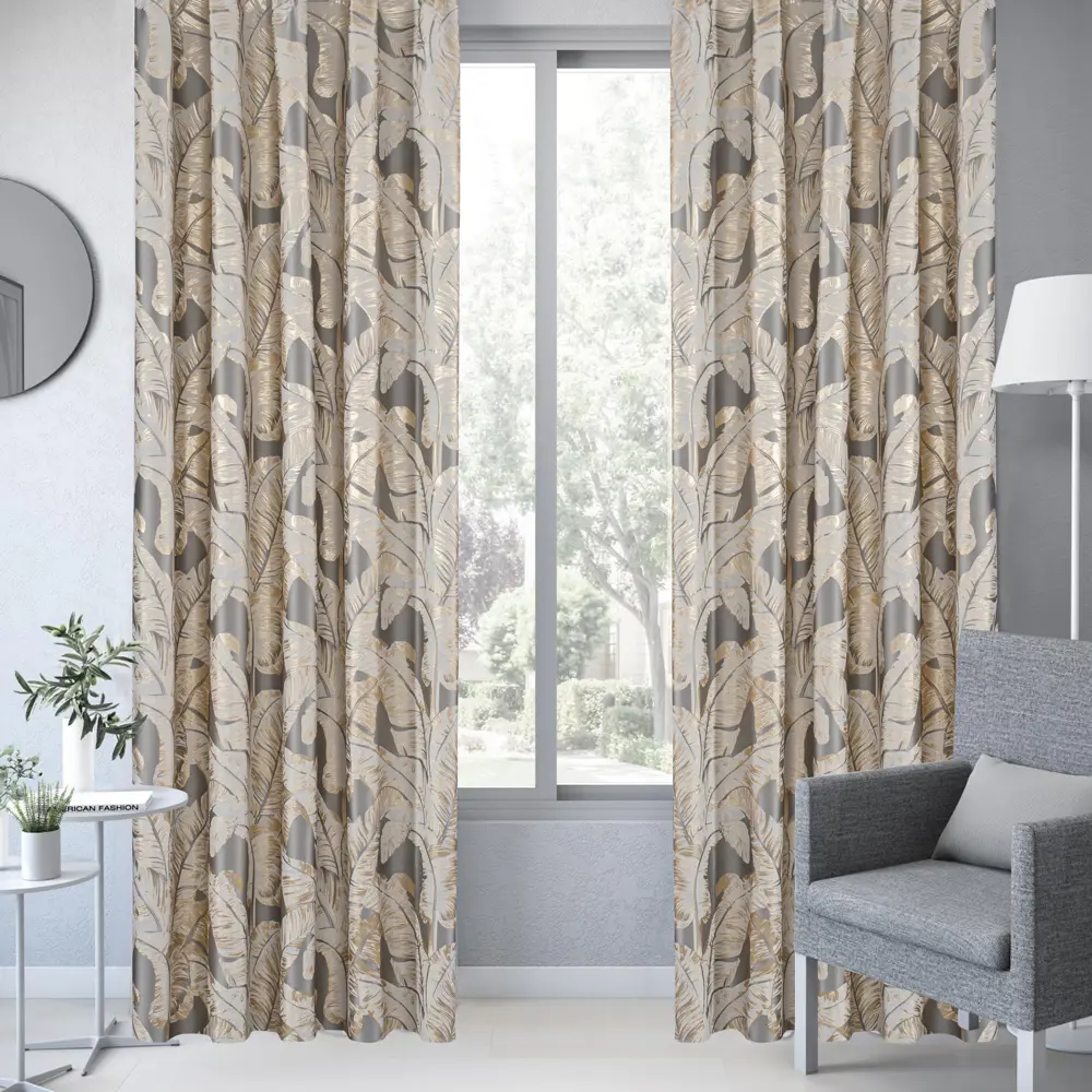 Штора на ленте Inspire Felce 140x260 см цвет серо-золотой 88311236 STLM-2163541  - Вид №4