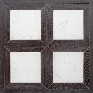 Модульный паркет Da Vinci Модульный паркет с камнем Карисбрук Светлый Травертин Венге Любая на выбор с брашью (Текстурированная) 500х500 мм.