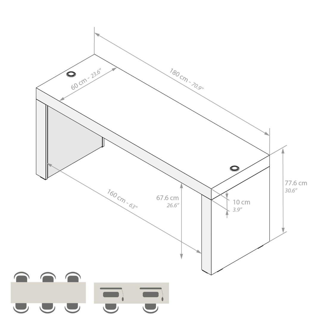 Прямоугольный меламинированный стол с беспроводным зарядным устройством Mobili Fiver Evolution ARCH-00123647 - Вид №35