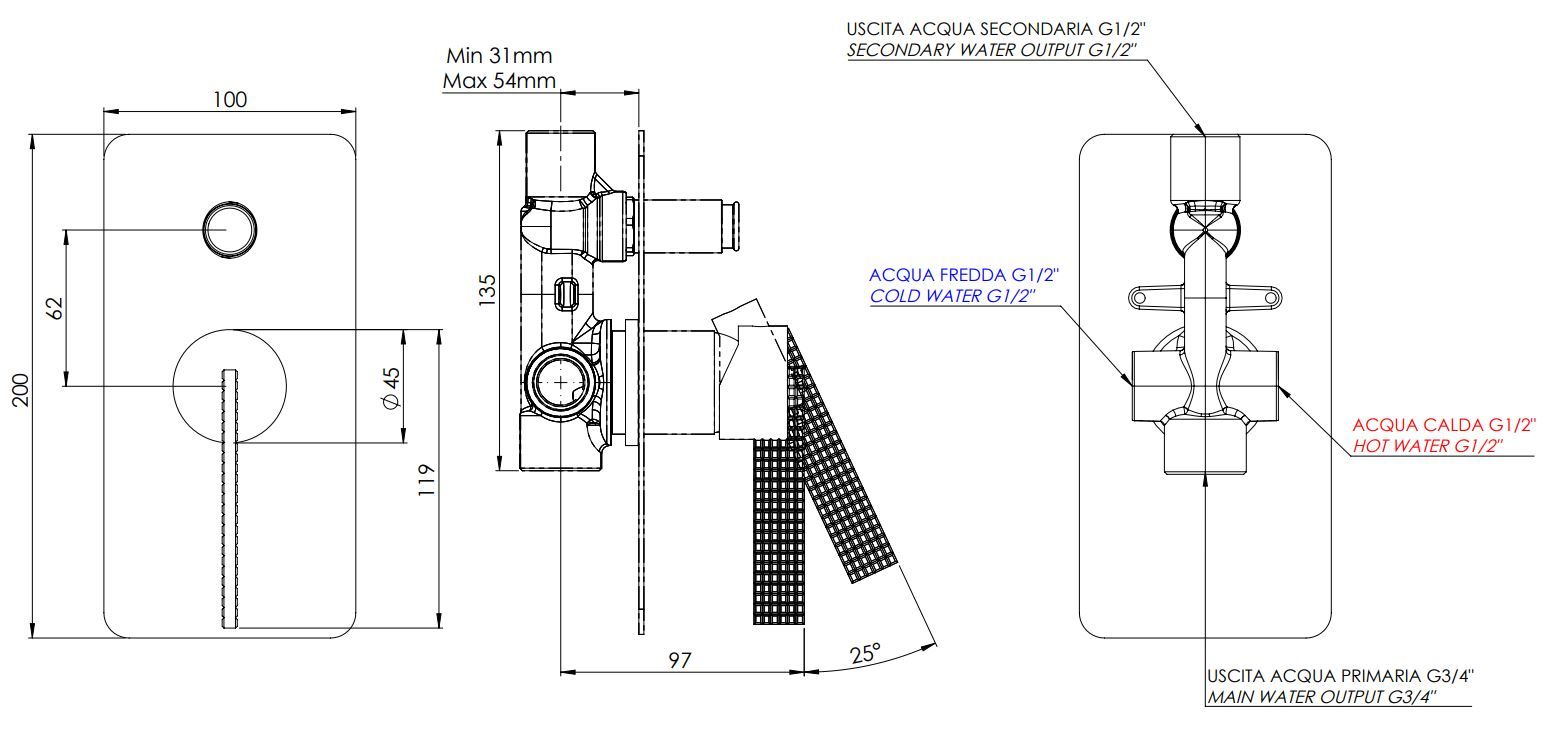 Смеситель для душа / смеситель для ванны Daniel Rubinetterie клуб ARCH-00088195 - Вид №2