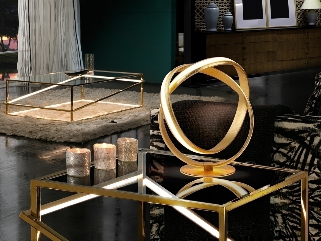 087665 Настольная лампа Ø30 золотая фольга Schuller Lazas 