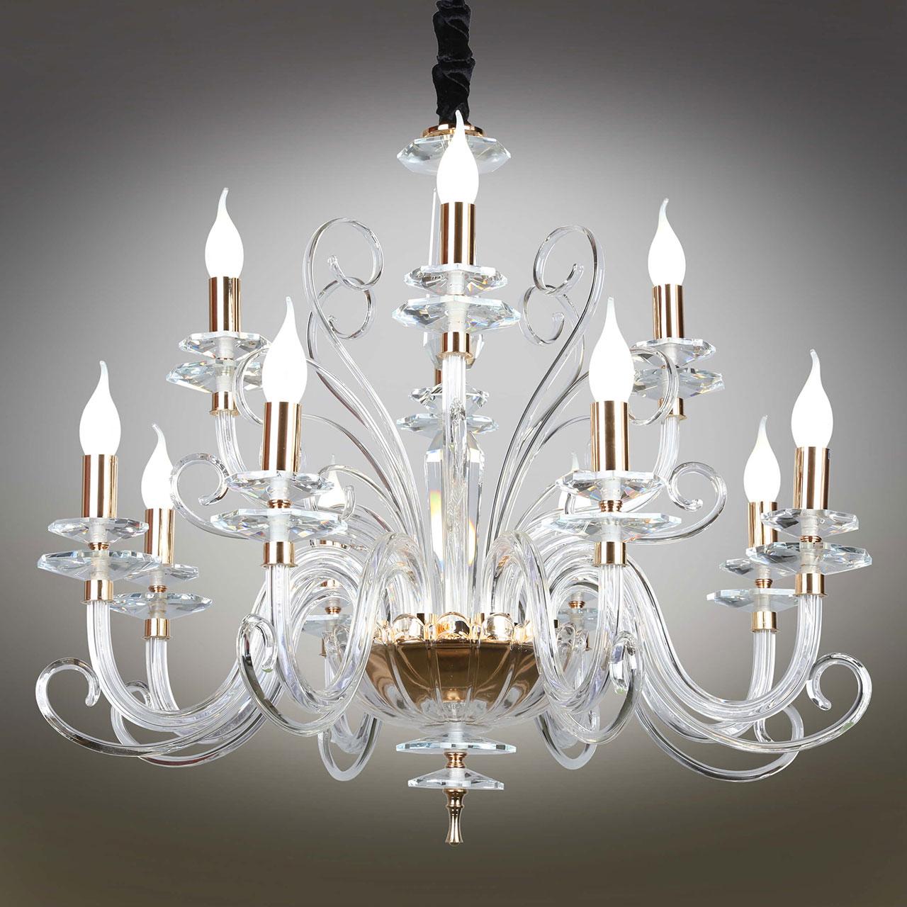 Подвесная люстра Omnilux Azzagulta OML-70313-12 OMNILUX ДИЗАЙНЕРСКИЕ, AZZAGULTA GOLD, ДВУХЪЯРУСНЫЕ 187084 Золотой  - Вид №2