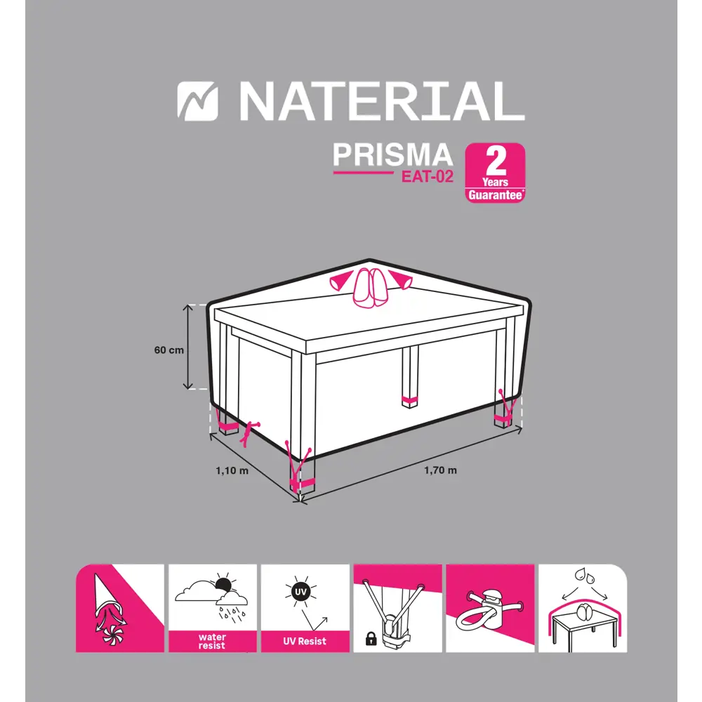 Защитный чехол для стола Naterial 170x60x110 см полиэстер светло-серый 84463527 STLM-2113142  - Вид №10