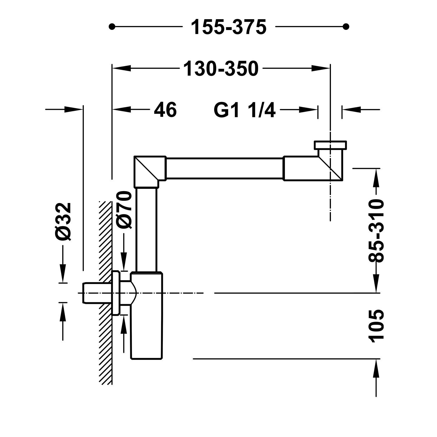 Телескопический коленный сливной люк для умывальника-16110362 TRES Drain - Вид №1