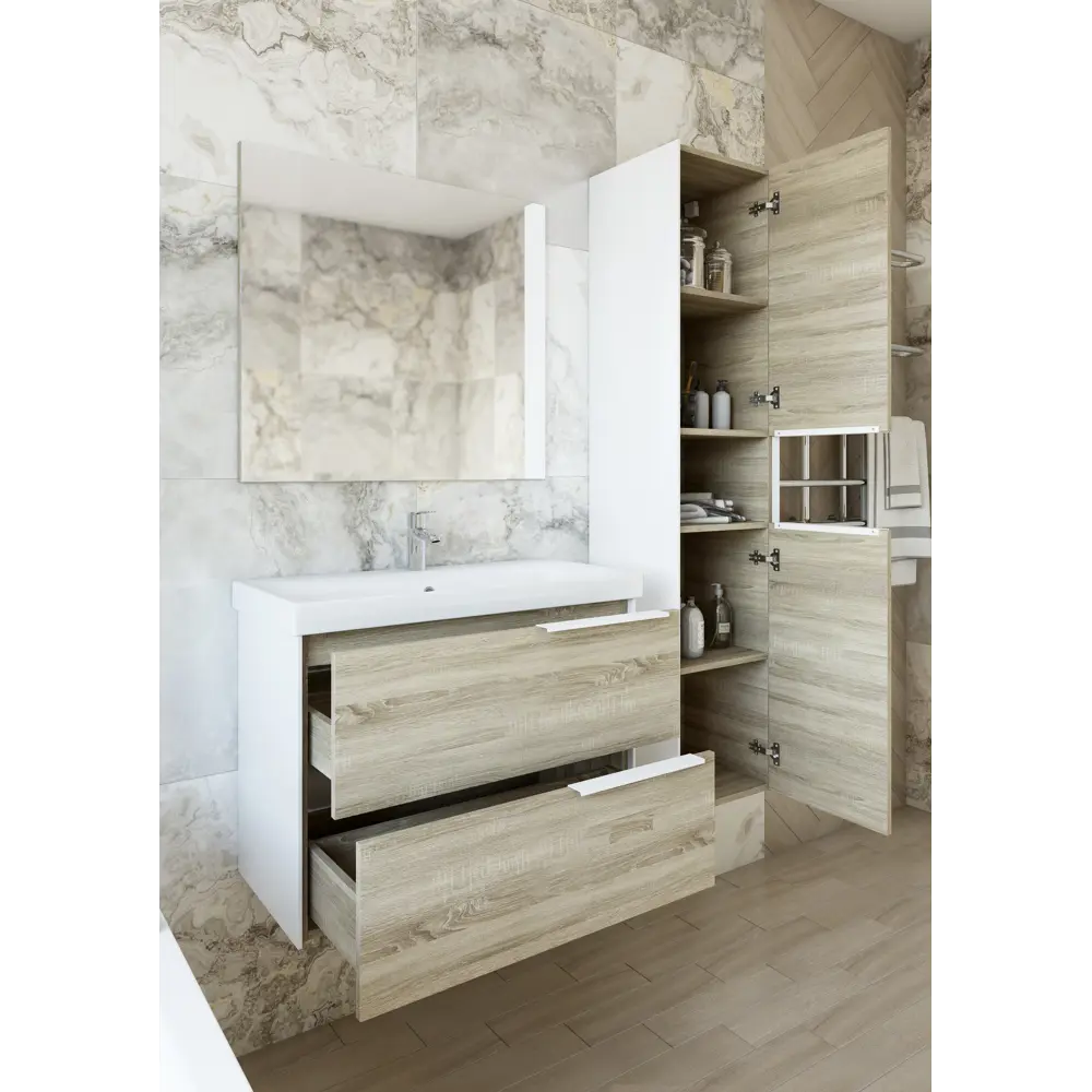 Тумба под раковину подвесная Sanflor Барселона 80 см цвет дуб сонома STLM-2112208 - Вид №5