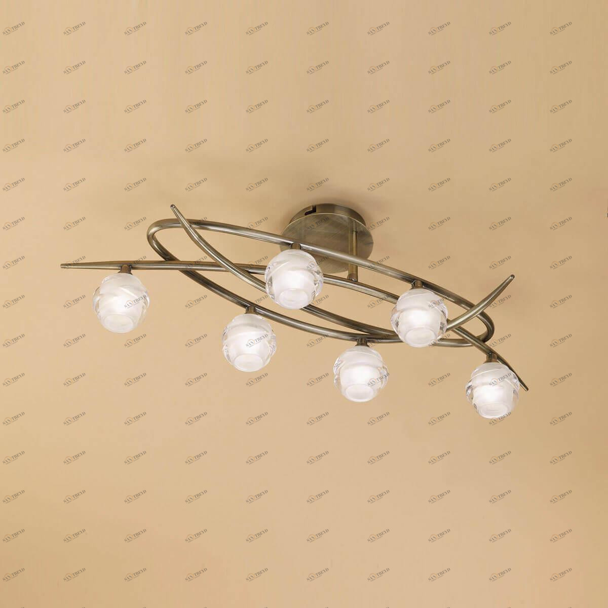 Потолочная люстра Mantra Loop Antique Brass 1822 MANTRA ДИЗАЙНЕРСКИЕ, LOOP ANTIQUE BRASS 00-3888536 Белый;серый 