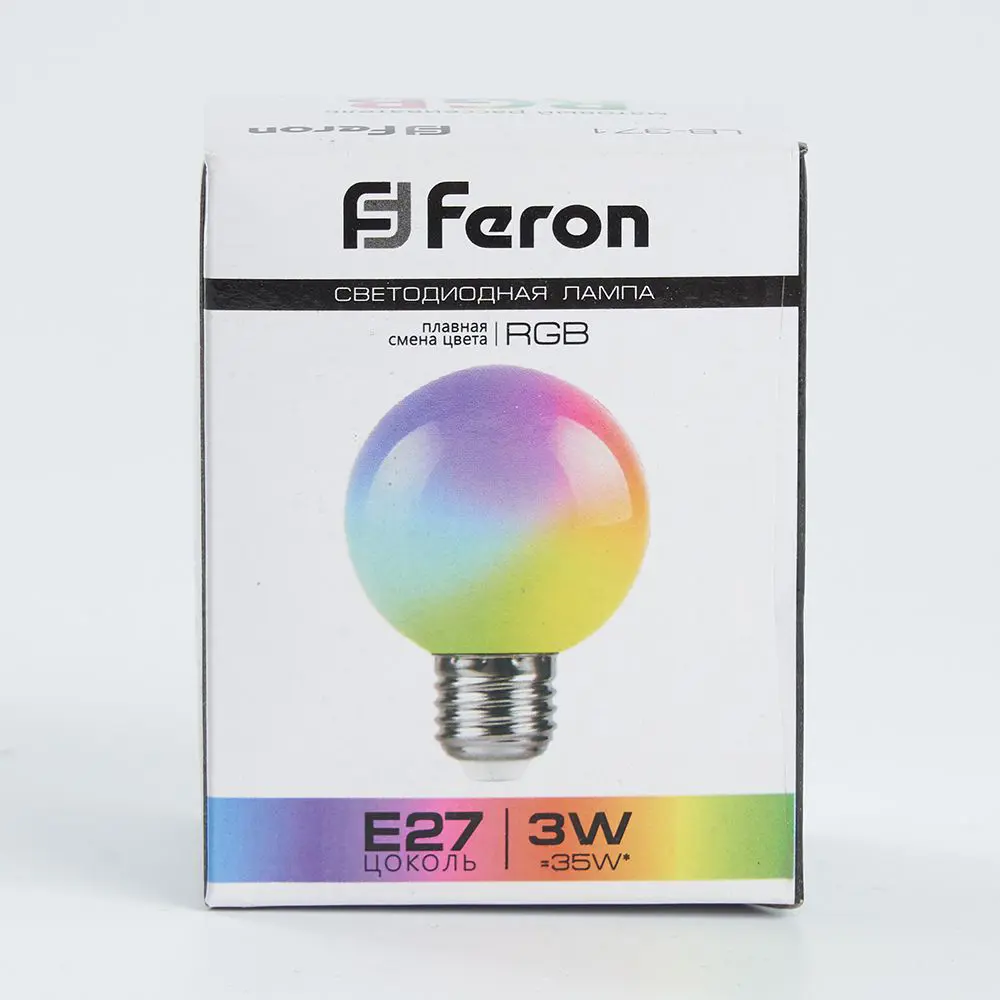 Лампа светодиодная Feron E27 LB-371 220 В 3 Вт шар регулируемый цвет света RGB матовый плафон 85499839 STLM-2141450  - Вид №3