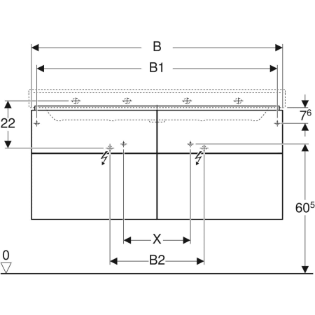 500.518.43.1 Шкафчик для раковины Geberit Xeno², шириной от 120 см, с четырьмя выдвижными ящиками Geberit  - Вид №3