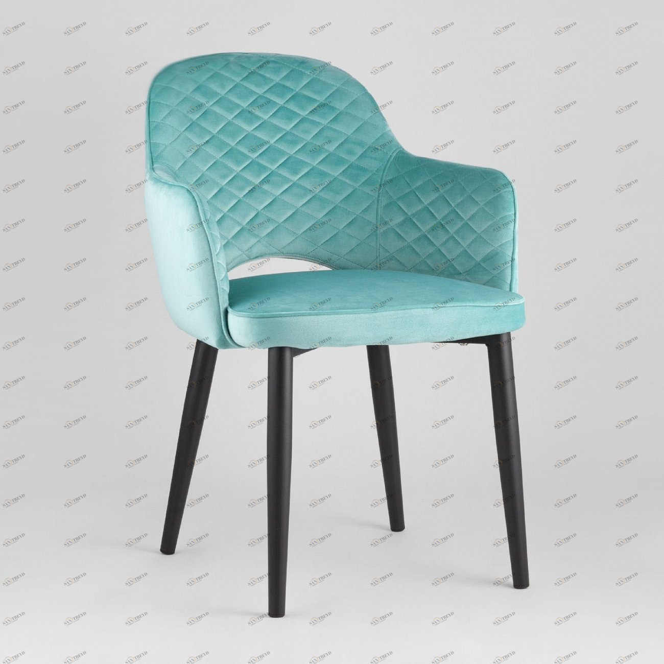 Стул с подлокотниками мягкий мятный с черными металлическими ножками "Венера диамант" STOOL GROUP ДИЗАЙНЕРСКИЕ 00-3881941 Голубой 