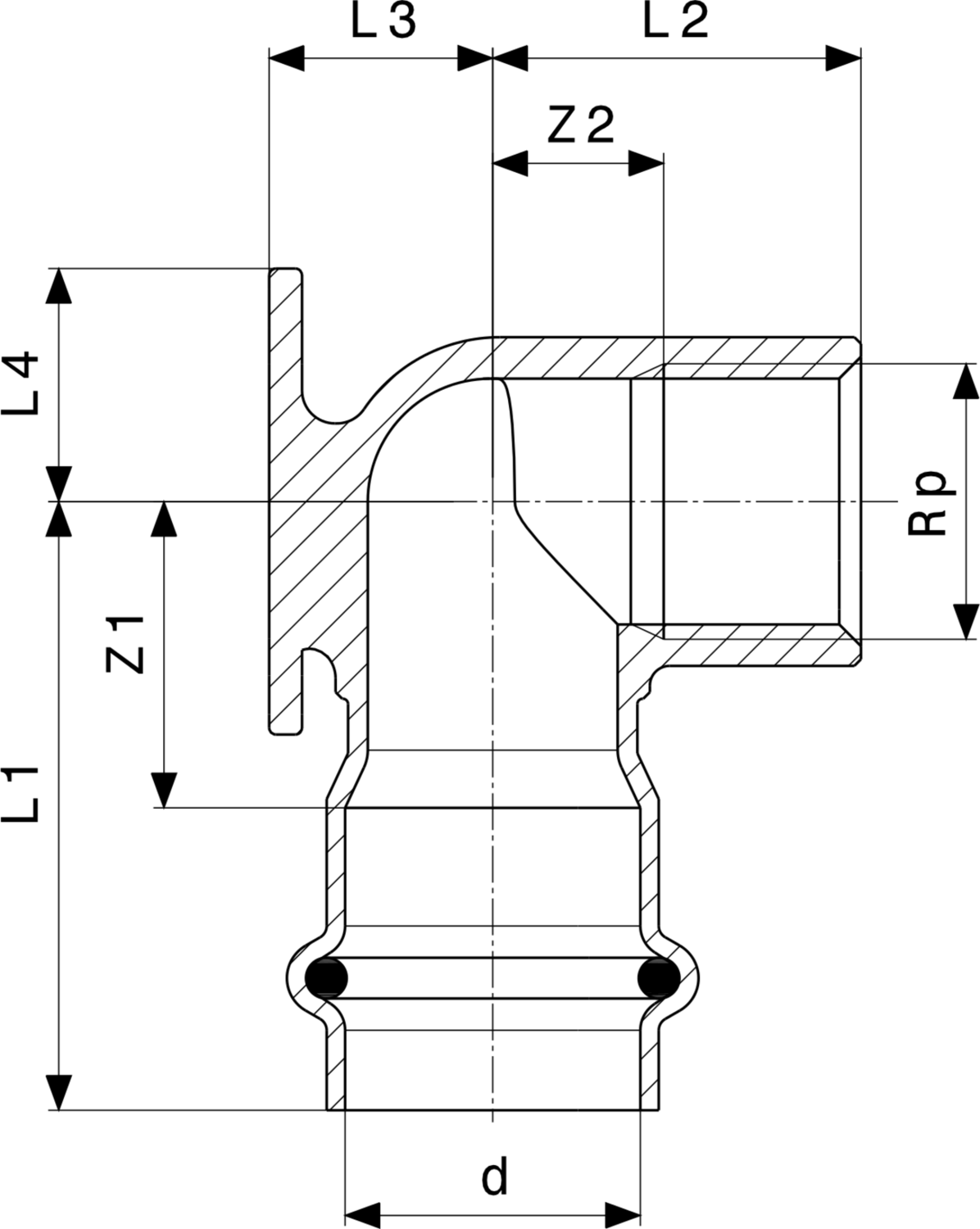 437 244 Модель 2325.5 Трубопроводные системы  Sanpress Inox  Водорозетки Santreyd  - Вид №3