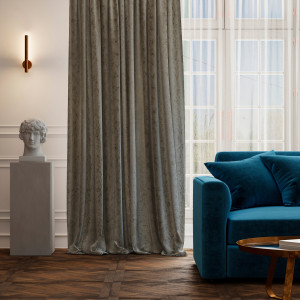 Штора бархатная бежевая с абстрактным рисунком 200×280 см 84532506