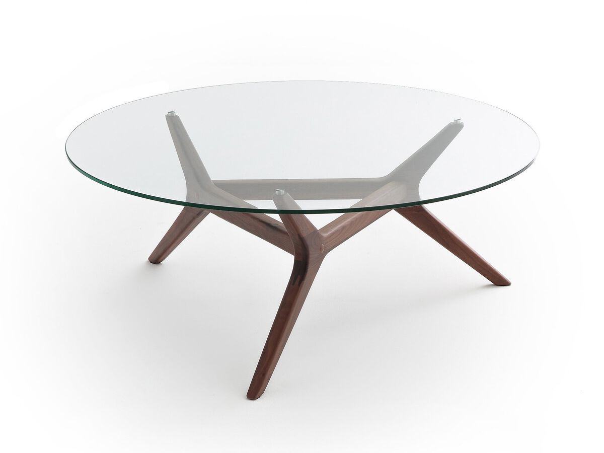 Круглый деревянный и стеклянный журнальный столик AMPM Maricielo ARCH-00057888