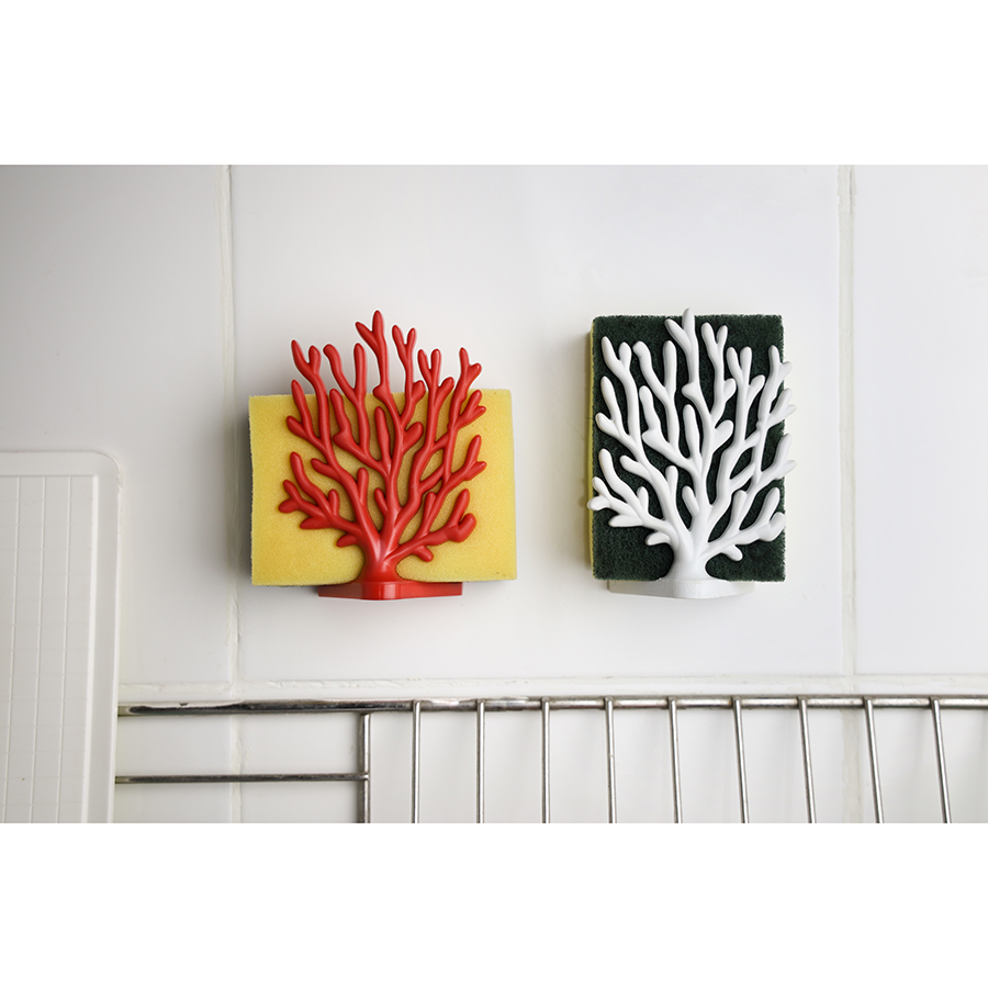 QL10335-WH Держатель для мочалок coral sponge белый Qualy  - Вид №1