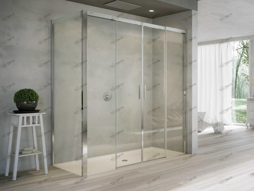 Duka Хрустальная душевая кабина с раздвижной дверцей Quadra – con profili verticali e orizzontali Qw4 l/r