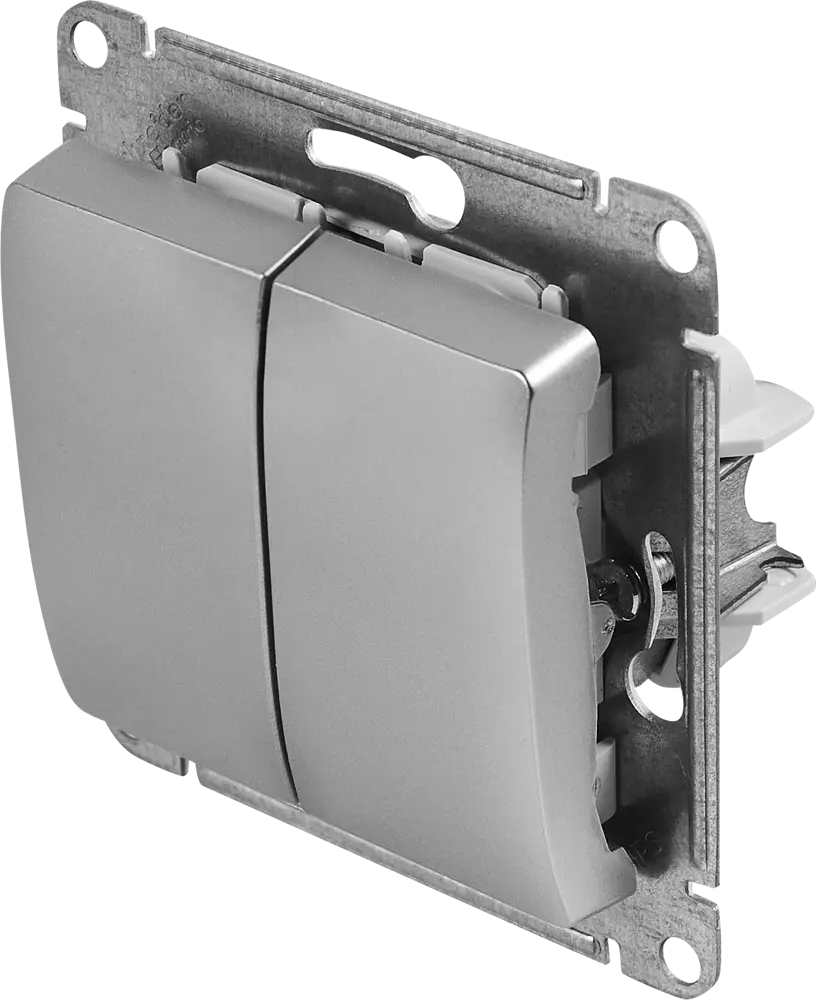 Переключатель Schneider Electric Glossa с двумя клавишами в алюминиевом исполнении 86710569