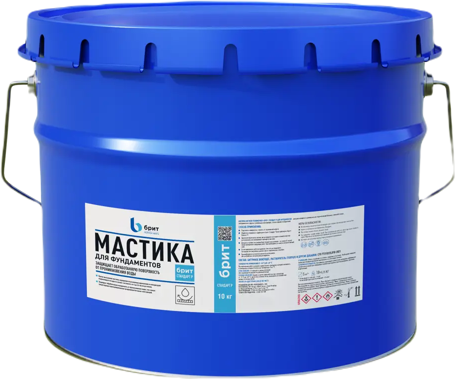 БРИТ Стандарт-Р: битумно-полимерная мастика для гидроизоляции фундаментов 10 кг 84300203