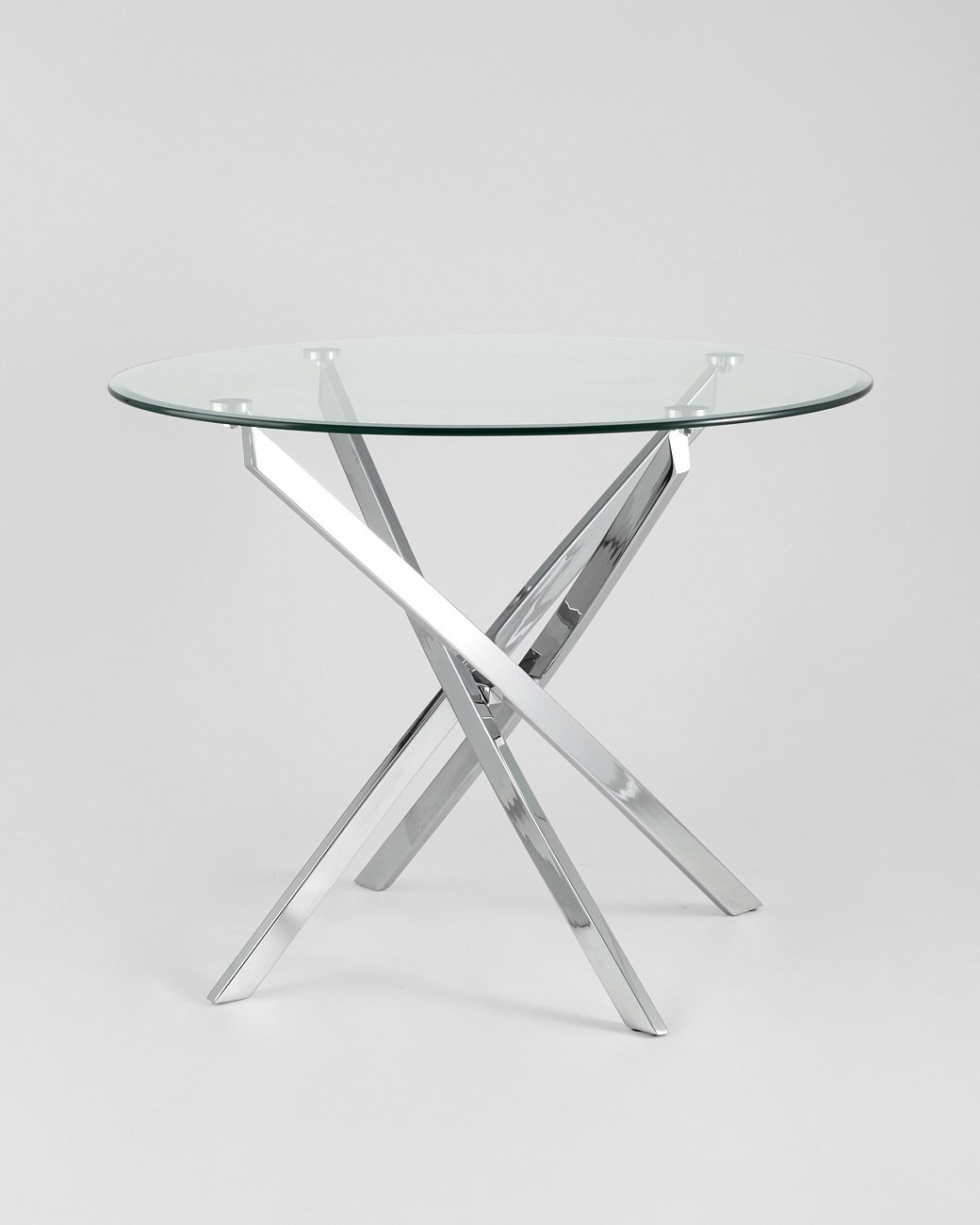 Стол обеденный стеклянные круглый прозрачный D 90 см Hydra STOOL GROUP HYDRA 00-3958827 Прозрачный;хром - Вид №1