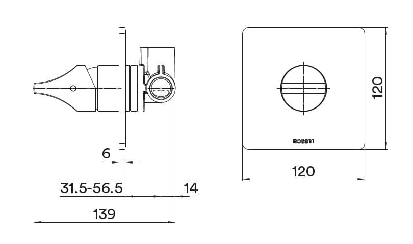 Встраиваемый смеситель для душа с пластиной Bossini Apex ARCH-00032287 - Вид №2