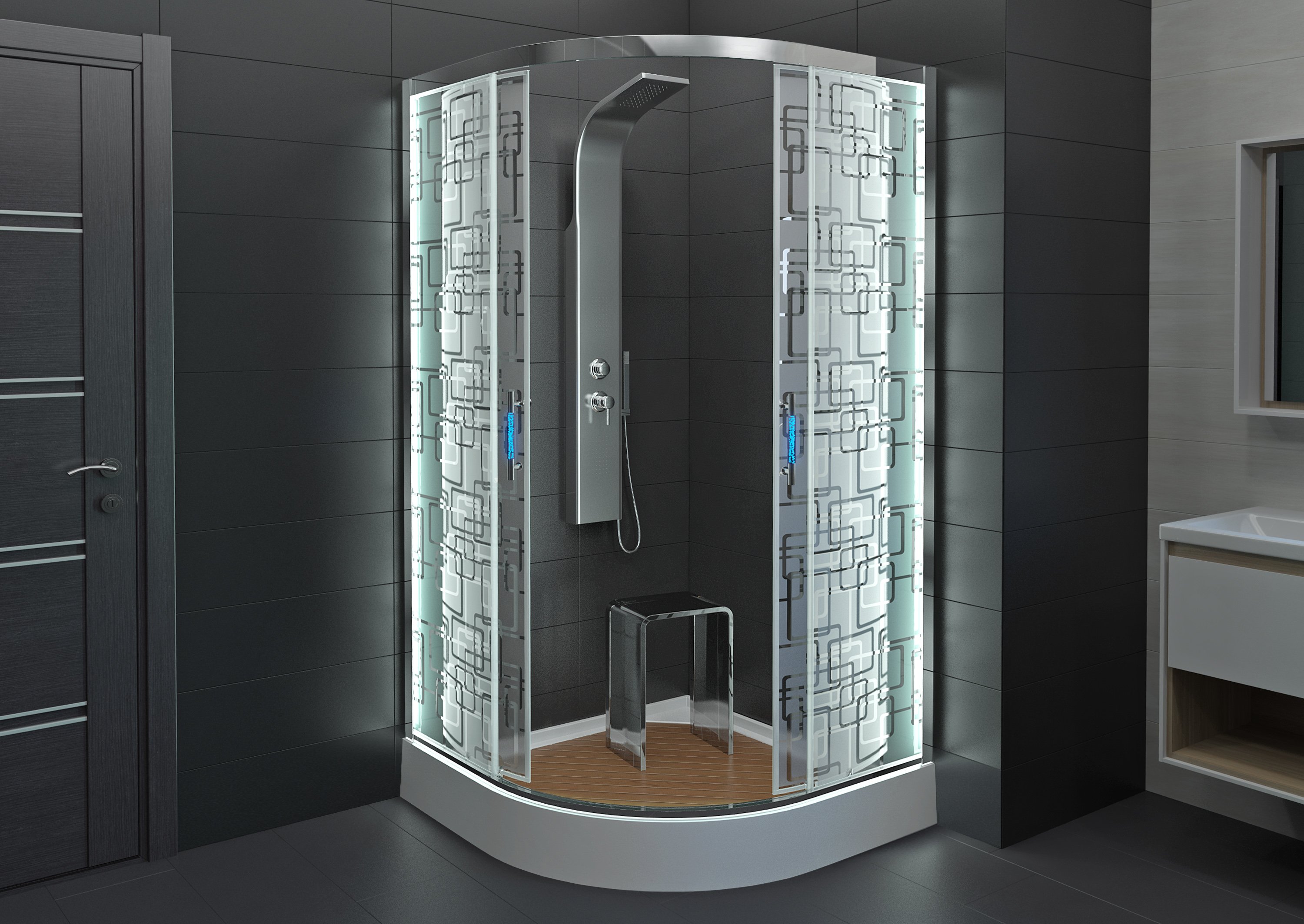 D80S LED Душевая кабина DETO Серия D Душевое ограждение С 09 LED - Вид №14