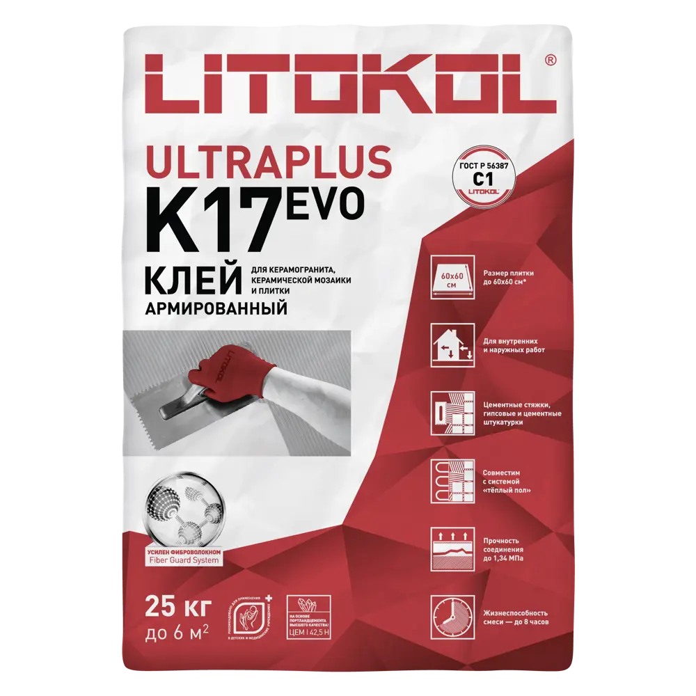 Litokol K17 — профессиональный плиточный клей для внутренней и наружной укладки 10274240 K 17 STLM-0000341