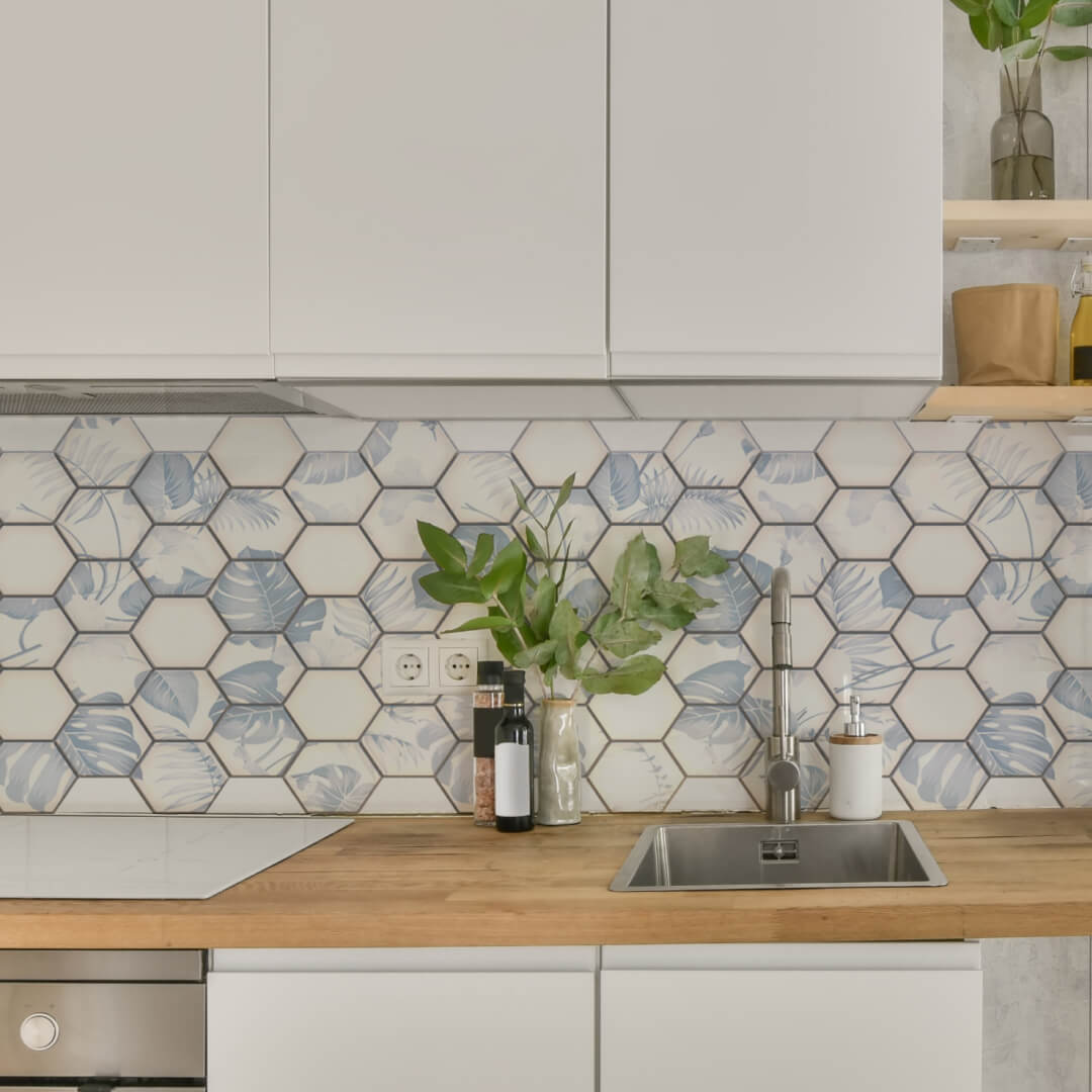 Панель ПВХ 0,3 соты «Голубая монстера» Stella STSR-764 - Вид №2