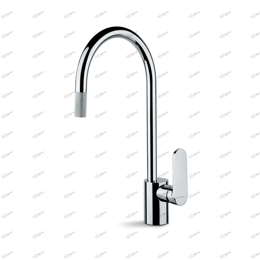 Смеситель для мойки, однорычажный, с круглым изливом и выдвижным ручным душем X-LIGHT NEWFORM Италия 64115