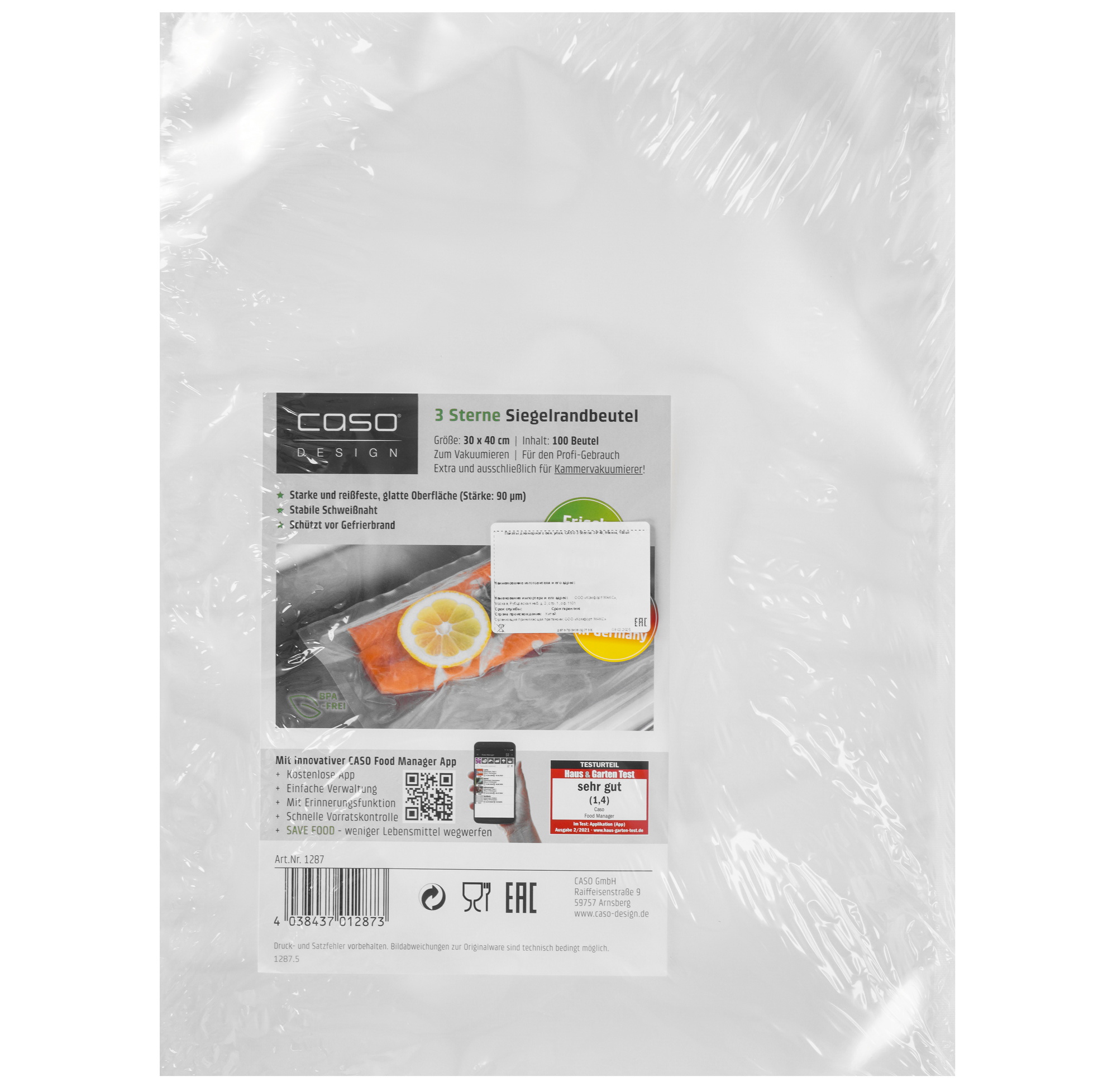 9297242 Пакеты для вакуумного упаковщика CASO 3 Sterne 30х40 STDN-0102894