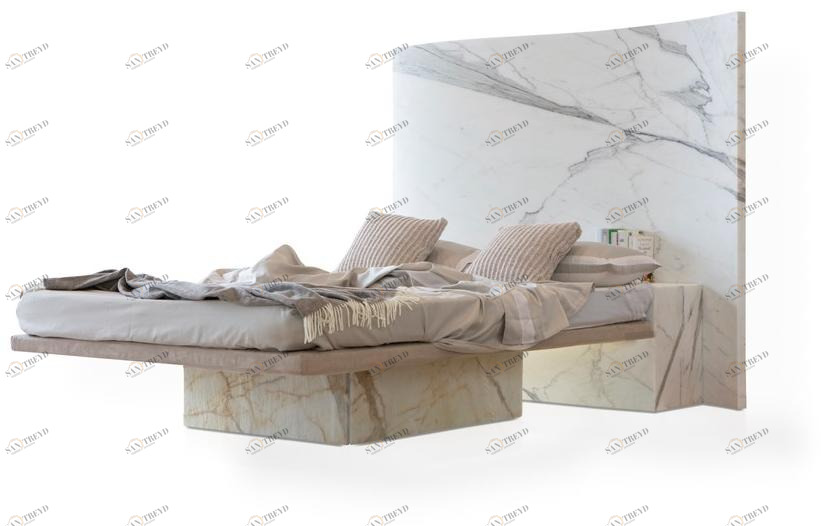 SAGEVAN MARMI Двуспальная кровать из скульптурного мрамора Whitedream sun-id-1355018