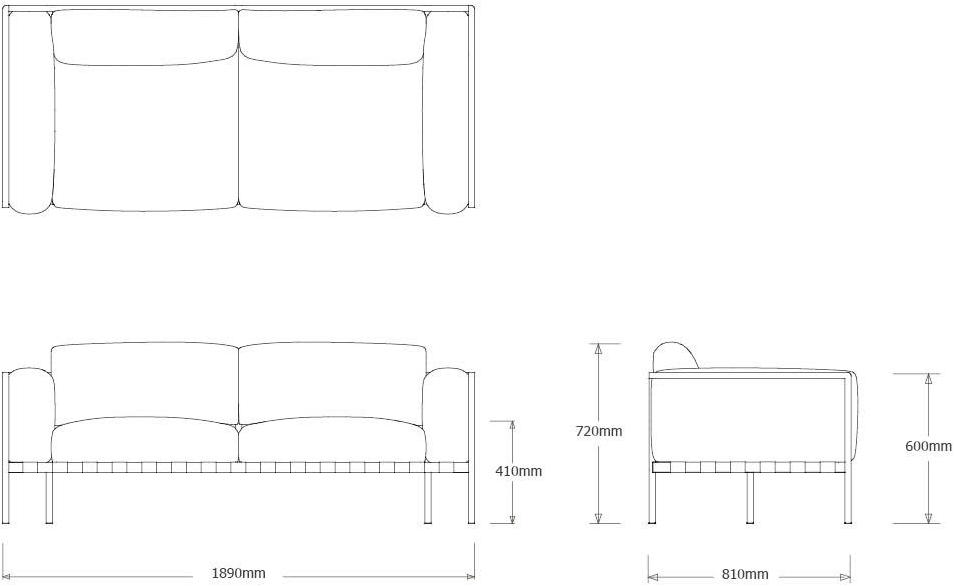 TRIBÙ 2-местный тканевый диван Natal alu sofa 05808d/05808s - Вид №5